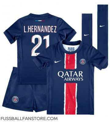 Paris Saint-Germain Lucas Hernandez #21 Replik Heimtrikot Kinder 2024-25 Kurzarm (+ Kurze Hosen)